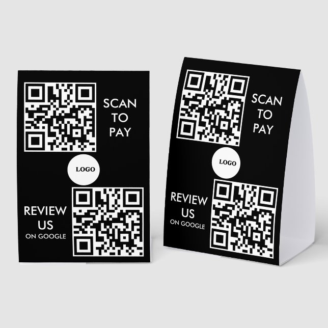Plaque De Table custom pay and review qr code (Recto/verso)