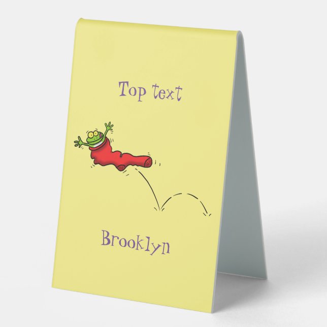 Plaque De Table Cute grenouille dans une chaussette rouge saut de  (Recto)
