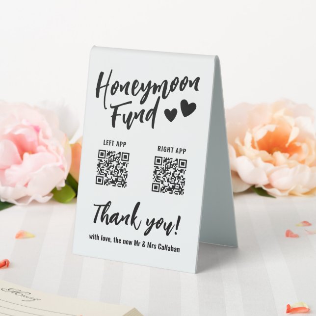 Plaque De Table Cute Hearts Honeymoon Fund QR Code Mariage (In SItu (Mariage))