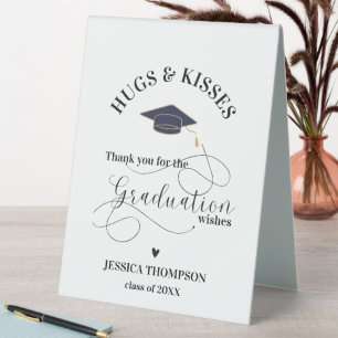 Plaque De Table Cute Hugs & Kisses Photo 2025 Graduation Merci