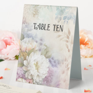 Plaque De Table Dahlias blanc et violet