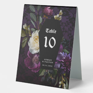 Plaque De Table Dark Academia Gothique Floral Numéro de table
