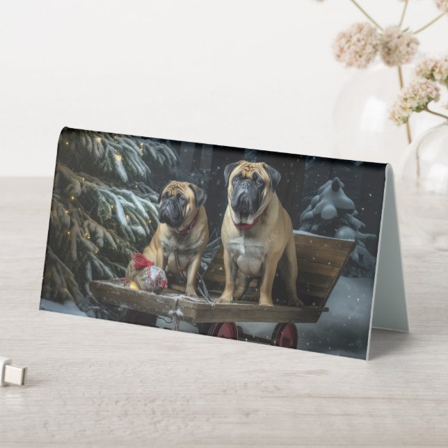 Plaque De Table Décor de Noël Bullmastiff Snowy Sleigh (En SItu (Tableau))