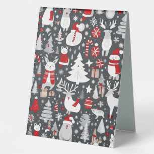 Plaque De Table Décor gris du bonhomme de neige de Noël motif père