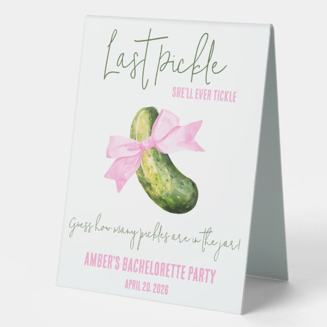 Plaque De Table Dernier Pickle She'll Tickle, Devinez le jeu Pickl (Recto)