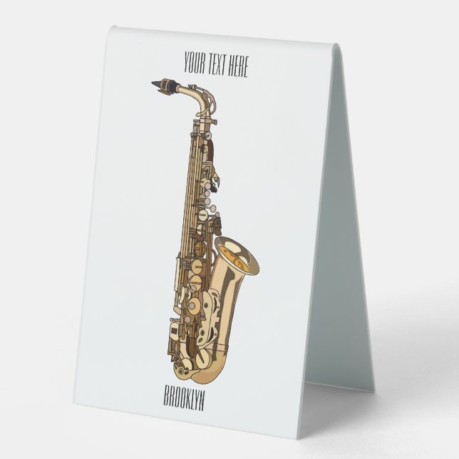 Plaque De Table dessin animé saxophone (Recto)