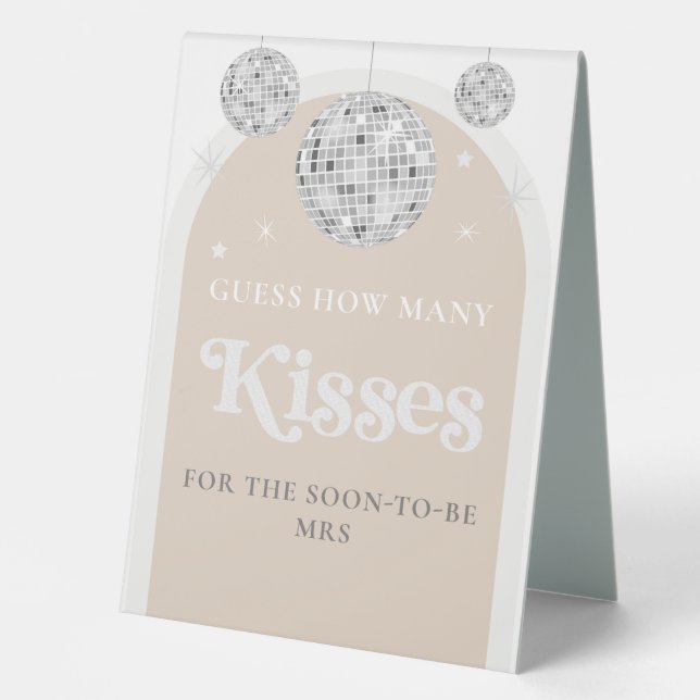 Plaque De Table Devinez combien de baisers Mariage Disco Ball (Recto)