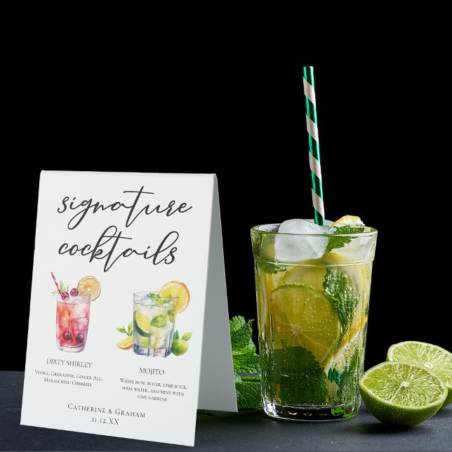 Plaque De Table Dirty Shirley Mojito Signature Cocktails Menu (Créateur téléchargé)