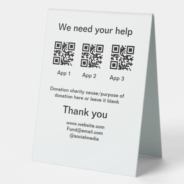 Plaque De Table Donation Collection conseil pot ajouter votre q r  (Recto)