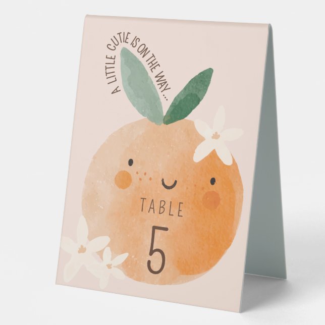 Plaque De Table Douce petite orange botanique Baby Shower (Recto)