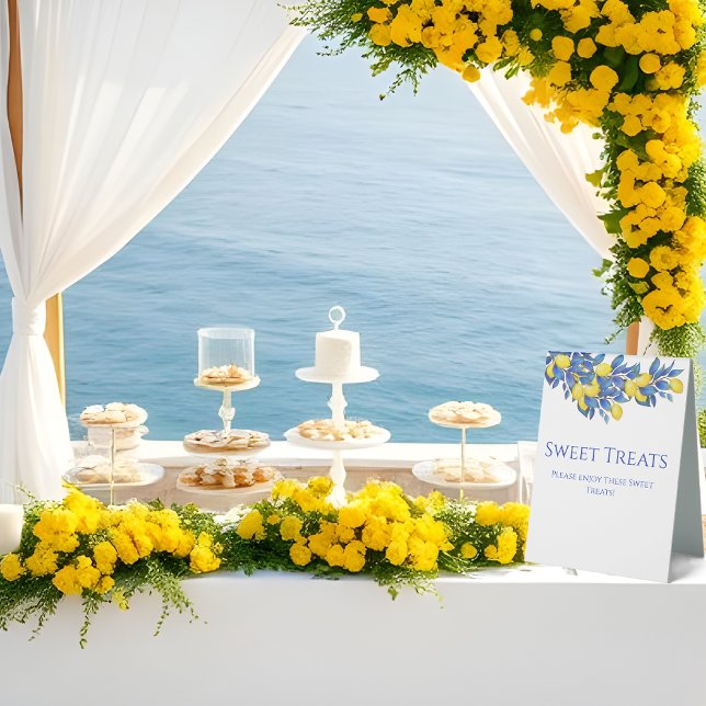 Plaque De Table Douceurs mariages - Lémons-Méditerranée- (Wedding Sweets Sign-Mediterranean-Lemons- Table Tent Sign )