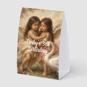 Plaque De Table doux ange chérubin anniversaire des filles    