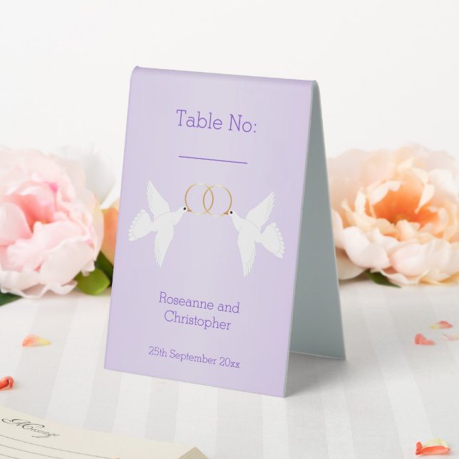Plaque De Table Doves Design Mariage couleur Lilac (In SItu (Mariage))