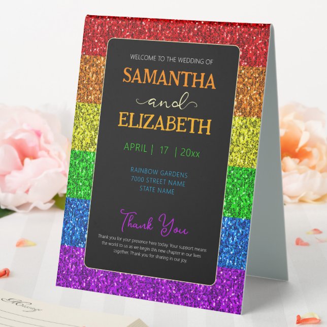 Plaque De Table Drapeau LGBT arc-en-ciel scintille gay lesbienne m (In SItu (Mariage))