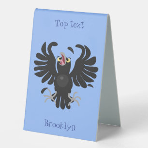 Plaque De Table Drôle fou corbeau dessin animé de corbeau de corne