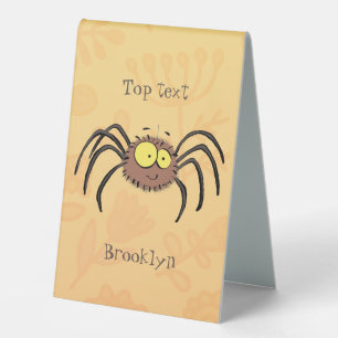 Plaque De Table Drôle mignon dessin animé d'araignée moelleuse