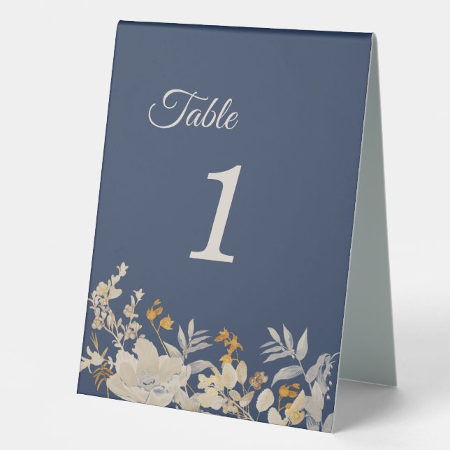 Plaque De Table Dusty Blue Autumn Boho Numéro de table Tente Signa (Recto)