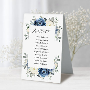 Plaque De Table Dusty Blue Navy Champagne Ivory Floral Table Tente