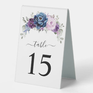 Plaque De Table Dusty Blue Purple Navy Lilac Blooms Numéro de tabl