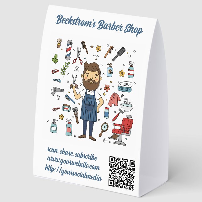 Plaque De Table Editable Barber Shop Services and Prices Menu (Recto)