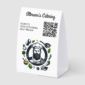Plaque De Table Editable Chef Catering Restaurant QR Code Menu