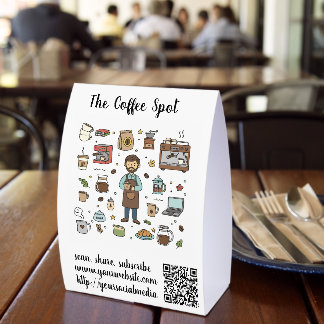 Plaque De Table Editable Coffee Spot QR Code Menu