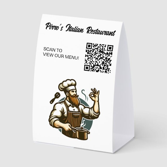 Plaque De Table Editable Restaurant QR Code Menu (Recto)