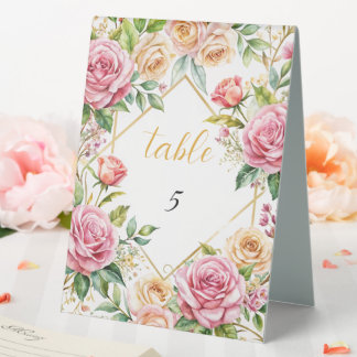 Plaque De Table Élégance Fleurie Numéro de Table de Mariage