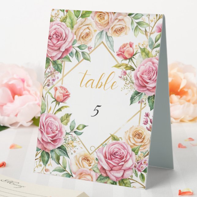 Plaque De Table Élégance Fleurie Numéro de Table de Mariage (In SItu (Mariage))