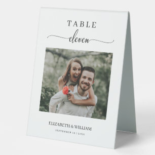 Plaque De Table Élégance Script Photo Mariage Numéro de table Onze
