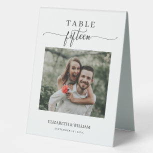 Plaque De Table Elegance Script Photo Mariage Table No Quinze