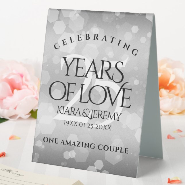 Plaque De Table Élégant 25e anniversaire de Mariage d'argent (In SItu (Mariage))