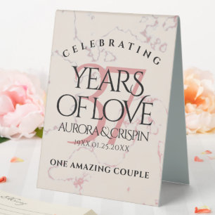 Plaque De Table Élégant 37e anniversaire du Mariage Alabaster