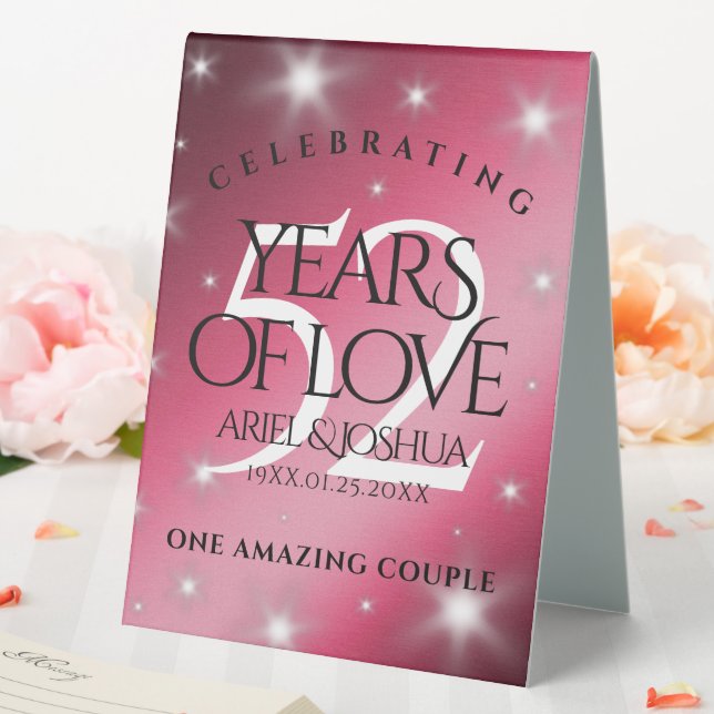 Plaque De Table Élégant 52ème anniversaire de Mariage de rubis éto (In SItu (Mariage))