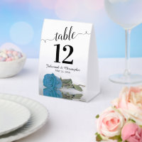 Elégant bleu turquoise Rose Mariage Numéro de tabl