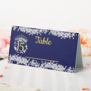 Plaque De Table Elegant Boho Navy Argent Quinceañera espagnol