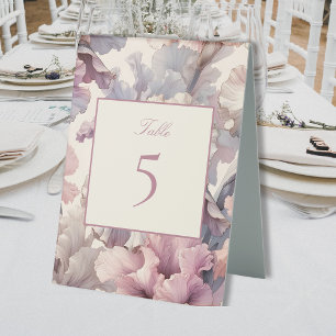 Plaque De Table Élégant Chic Blush rose fleuri Numéro de table Sig