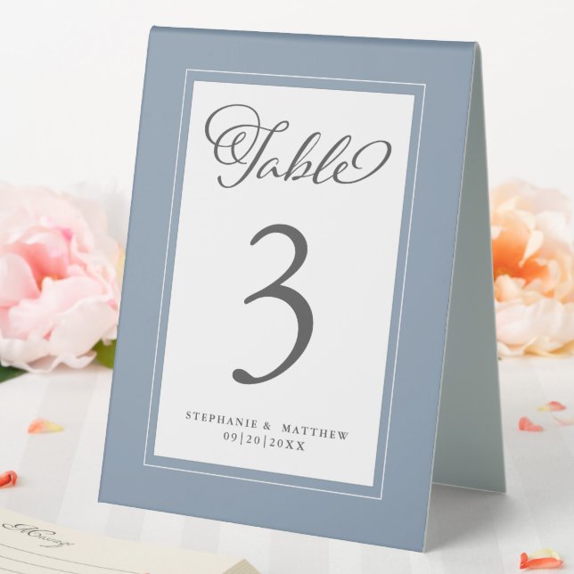 Plaque De Table Elégant Dusty Blue Wedding Réception Chic (In SItu (Mariage))