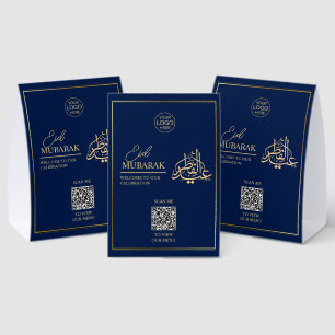 Plaque De Table Élégant Eid Moubarak Présentoir de Table Navy & Or