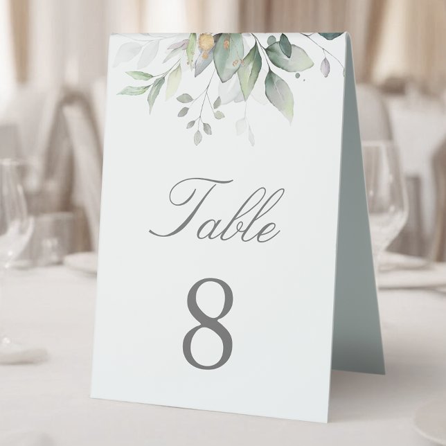 Plaque De Table Elégant Eucalyptus Feuille Mariage or vert (Créateur téléchargé)