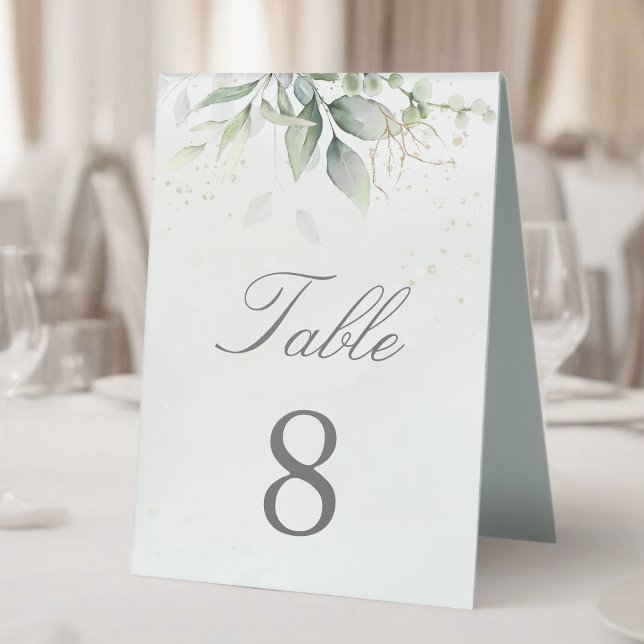 Plaque De Table Elégant Eucalyptus Feuille Mariage or vert (Créateur téléchargé)