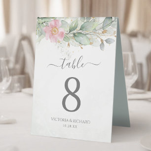 Plaque De Table Elégant Eucalyptus Feuille Mariage or vert