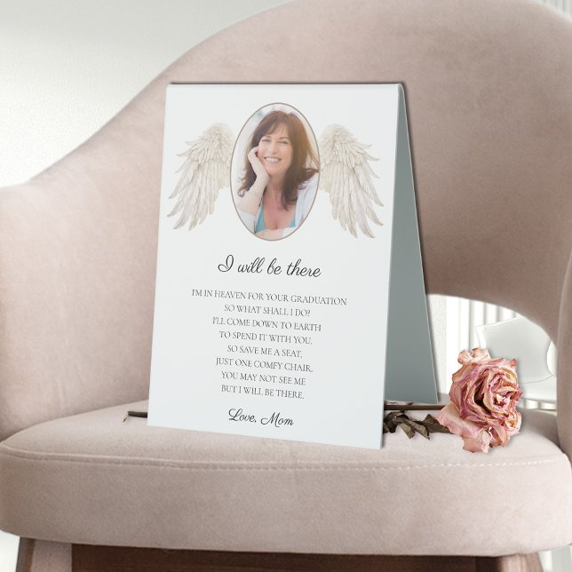 Plaque De Table Élégant Je Serai Là Mémorial Graduation (i will be there mom dad memorial poem sign for graduation chair keepsake bereavement gift for grad)