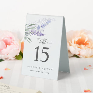Plaque De Table Élégant mariage à l'aquarelle de lavande florale