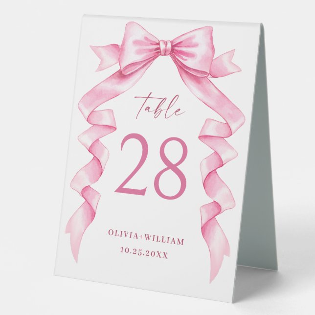 Plaque De Table Élégant Mariage à mâchoire douce rose (Recto)