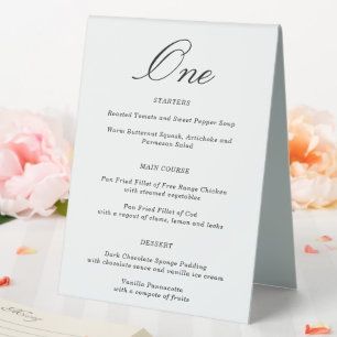 Plaque De Table Élégant Mariage combiné Numéro de table et menu   
