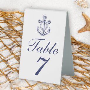 Plaque De Table Élégant Mariage d'Ancre bleu marine
