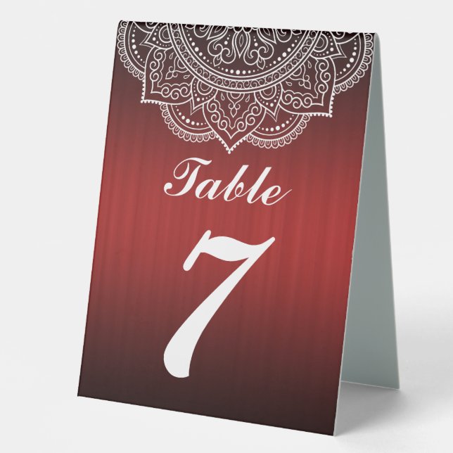 Plaque De Table Élégant Mariage de Paisley indien blanc et rouge p (Recto)