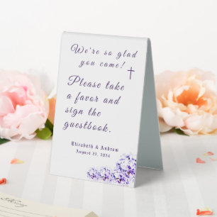 Plaque De Table Élégant Mariage Violets