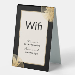 Plaque De Table Elégant Mariage Wifi Détails Black Gold